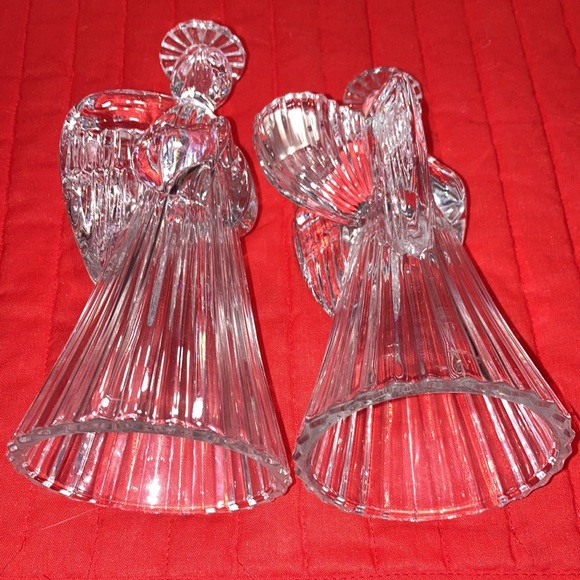 VTG Pr. 24% full lead crystal praying angels w/candleholders on back $25 - Picture 8 of 12
